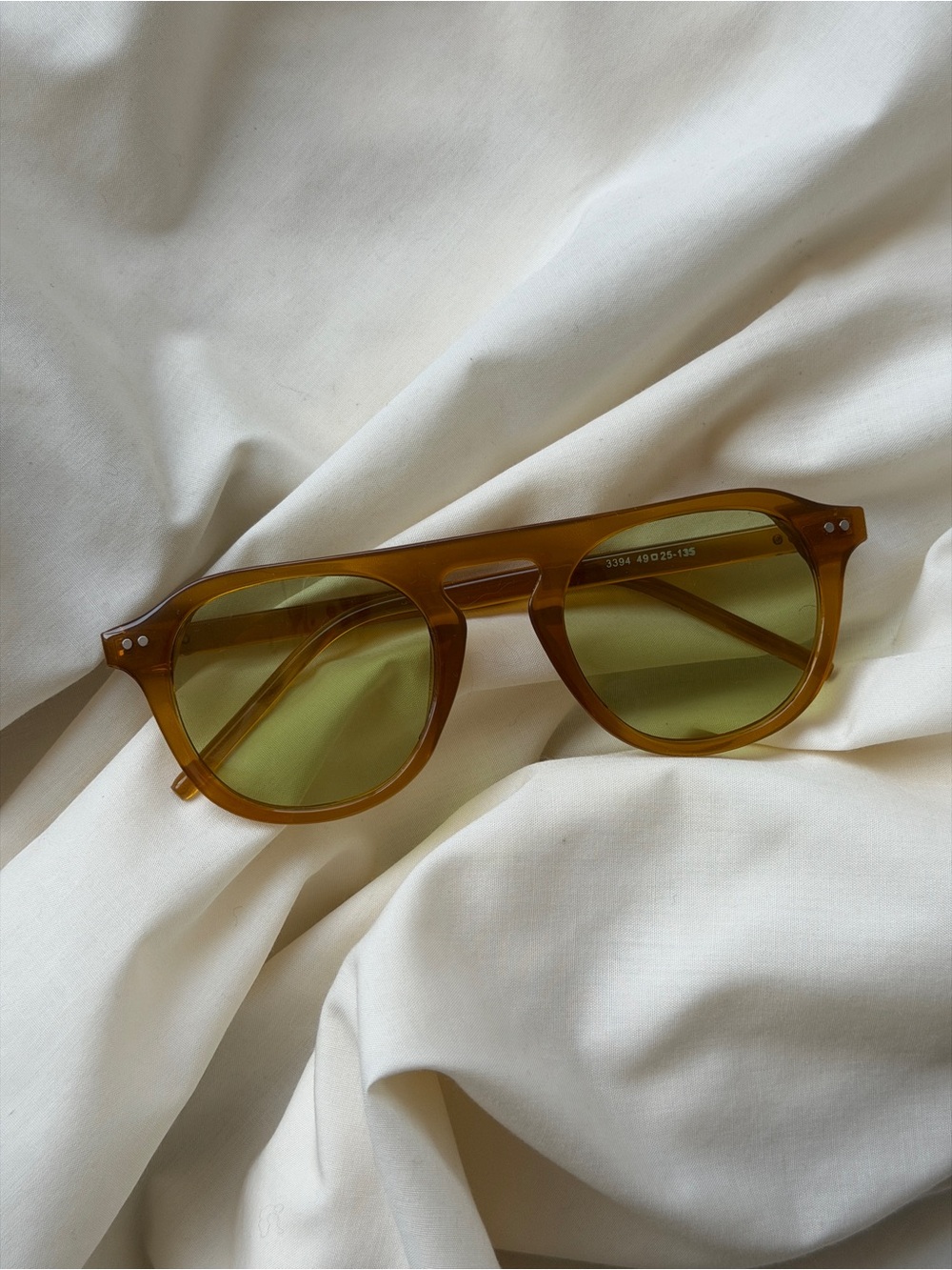 Amber Tortoiseshell Men’s Sunglasses with Green Lenses